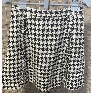 Loft Outlet Black White Star Houndstooth Fringe Tweed Mini Skirt Size‎ 2